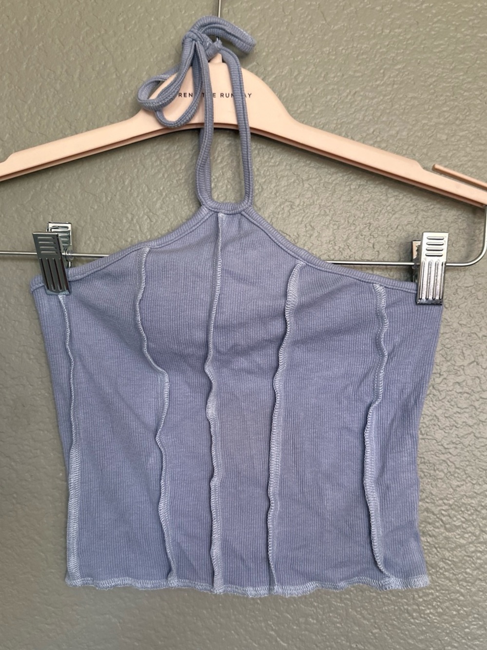 Cider Lavender Halter Ribbed Corset-Style Camisole